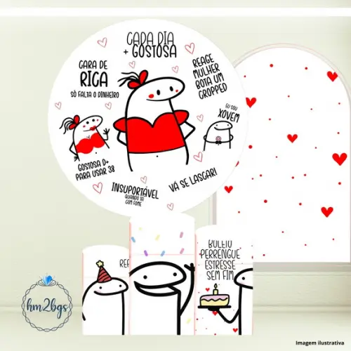 Kit Cilindros e Painel - Arte Digital Flork Bentô Cake