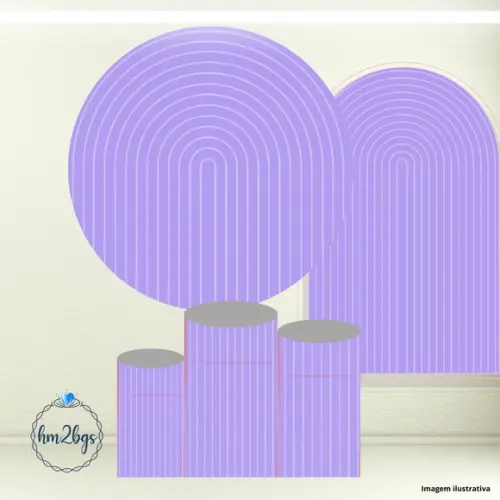 Kit Cilindros e Painel - Arte Digital Ripado Lilás