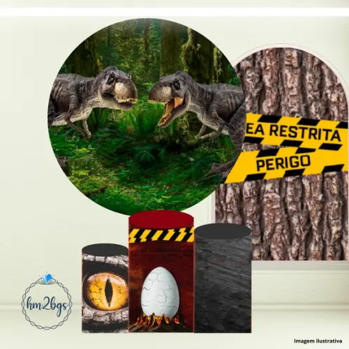 Kit Cilindros e Painel - Arte Digital Dinossauro