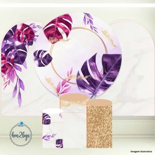 Kit Cilindros e Painel - Arte Digital Flor Roxa