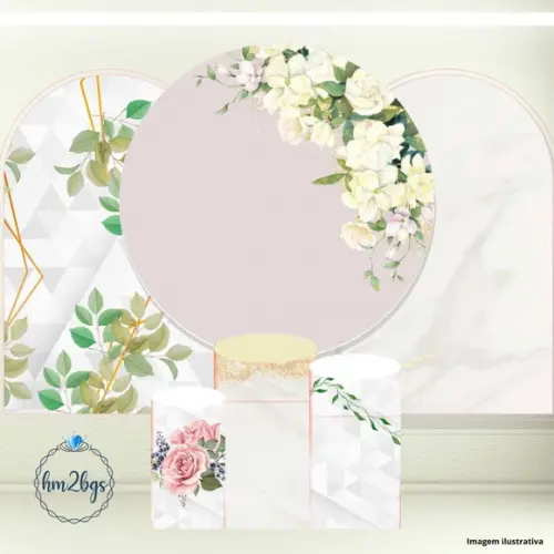 Kit Cilindros e Painel - Arte Digital Flores