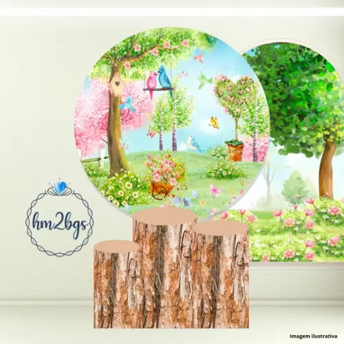 Kit Festa Arte Digital - Bosque Encantado(cilindro e Painel)