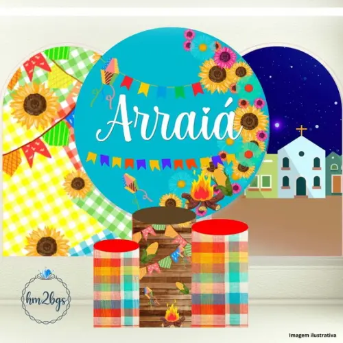 Kit Cilindros e Painel - Arte Digital Festa Junina