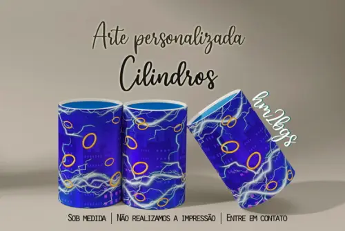 Arte Digital para Capa de Cilindros - Cidade Noite Raios