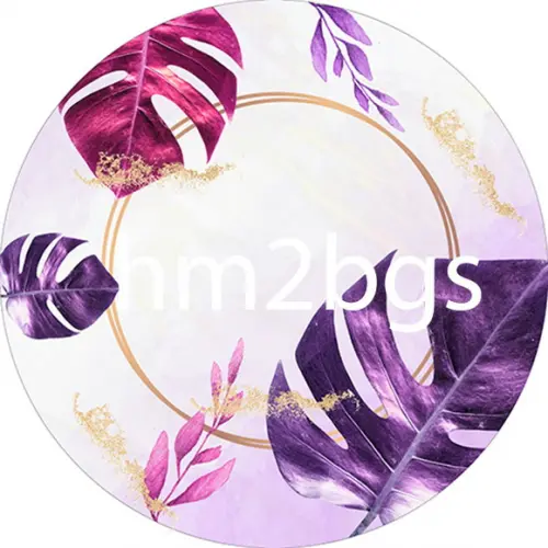 Arte Digital para Painel - Flores e Folhas em Roxo