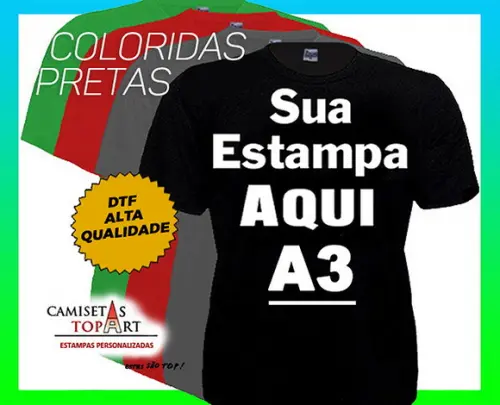 Camiseta Personalizada Com Sua Estampa A3 Algodão Aniversário Empresa