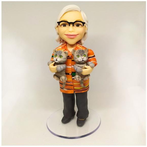 Boneco (a) Personalizado em Biscuit + 2 Gatos