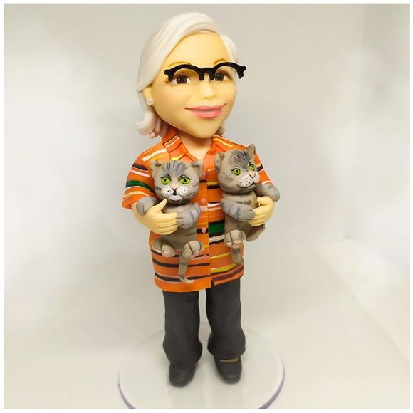 Boneco (a) Personalizado em Biscuit + 2 Gatos