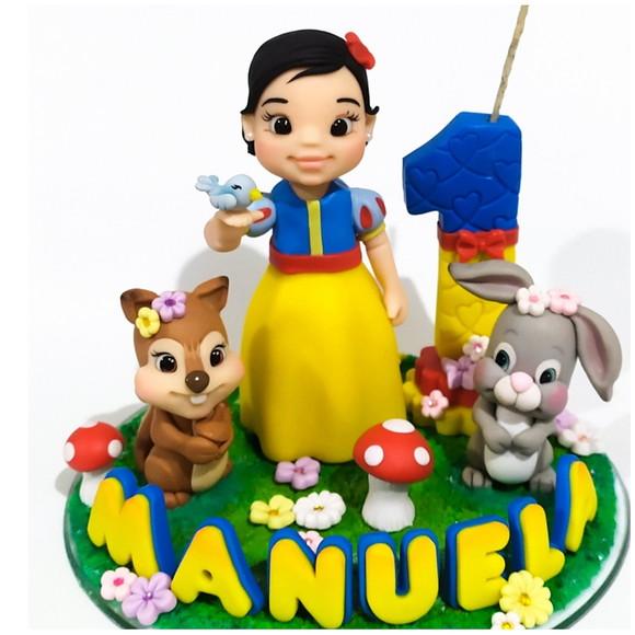 Topo de Bolo Branca de Neve em Biscuit