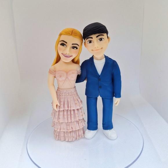 Topo de Bolo Casal Personalizado em Biscuit