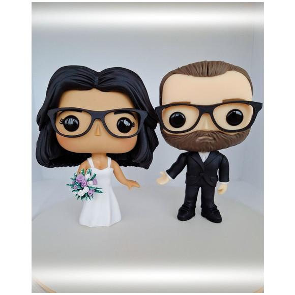 Topo de Bolo Noivinhos em Biscuit - Funko Pop