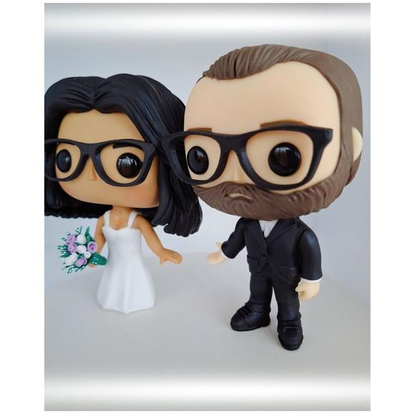Topo de Bolo Noivinhos em Biscuit - Funko Pop
