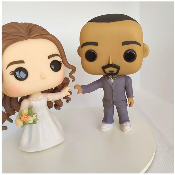Topo de Bolo Noivinhos em Biscuit - Funko Pop