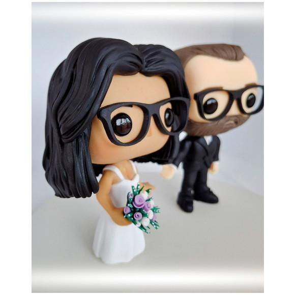 Topo de Bolo Noivinhos em Biscuit - Funko Pop