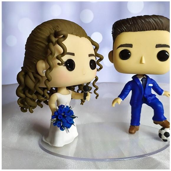 Topo de Bolo Noivinhos em Biscuit - Funko Pop