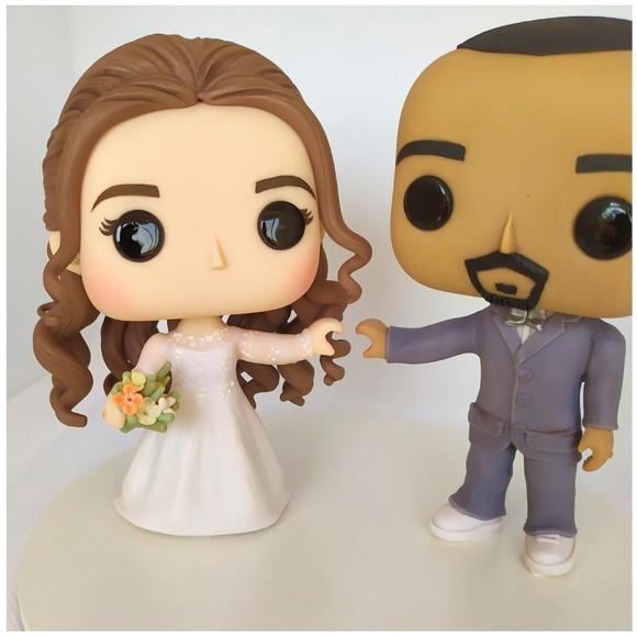 Topo de Bolo Noivinhos em Biscuit - Funko Pop