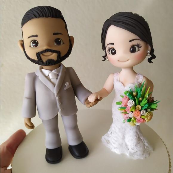 Topo de Bolo Personalizado para Casamento em Biscuit