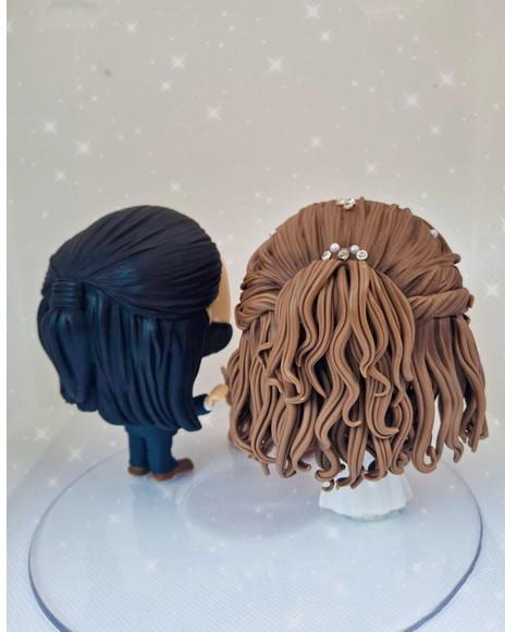Topo Noivinhos em Biscuit + 2 Gatos + 1 Cachorro- Funko Pop