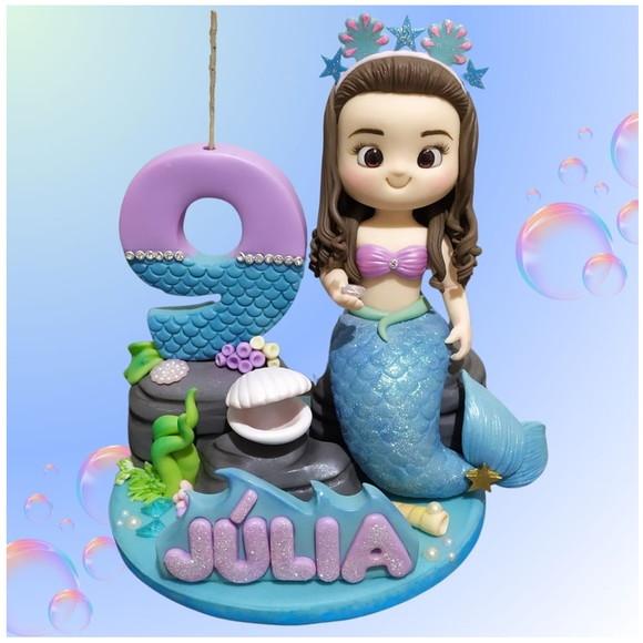 Topo Personalizado Sereia em Biscuit
