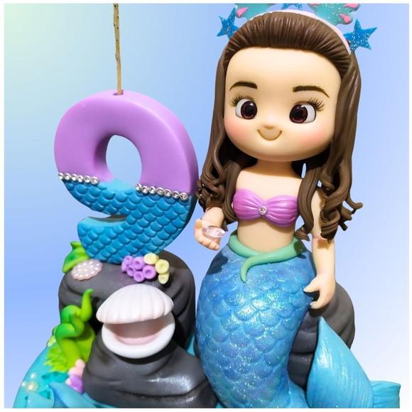 Topo Personalizado Sereia em Biscuit