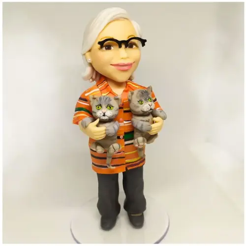 Boneco (a) Personalizado em Biscuit + 2 Gatos