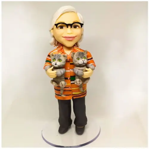 Boneco (a) Personalizado em Biscuit + 2 Gatos