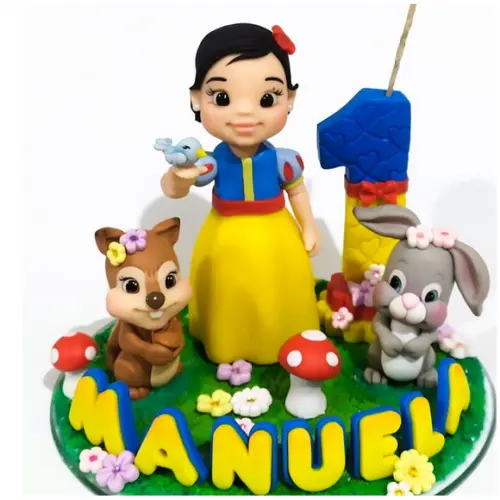 Topo de Bolo Branca de Neve em Biscuit