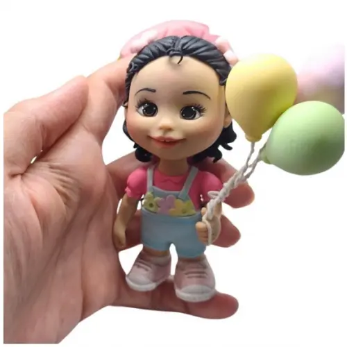 Topo de Bolo Menina no Parque em Biscuit