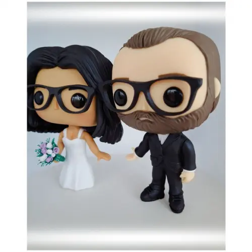 Topo de Bolo Noivinhos em Biscuit - Funko Pop