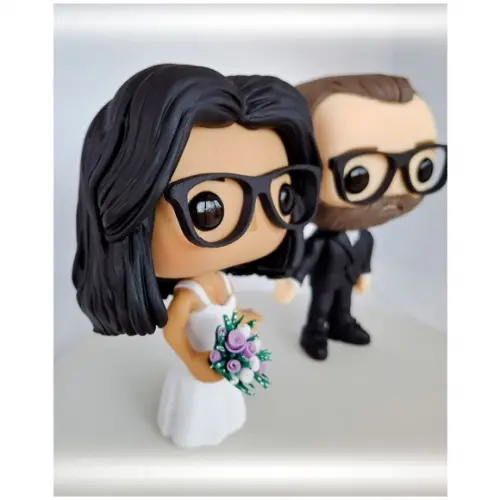 Topo de Bolo Noivinhos em Biscuit - Funko Pop