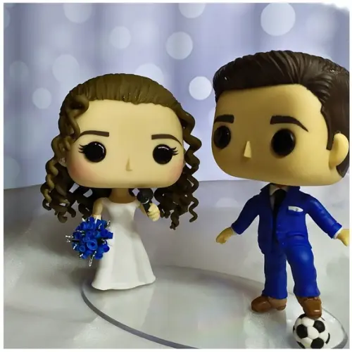 Topo de Bolo Noivinhos em Biscuit - Funko Pop