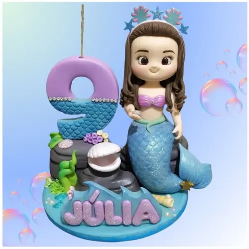 Topo Personalizado Sereia em Biscuit