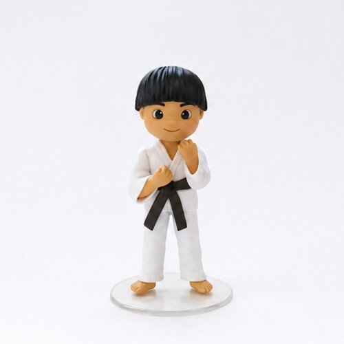 Topo de Bolo Karateca em Biscuit Personalizado – Artesanal para