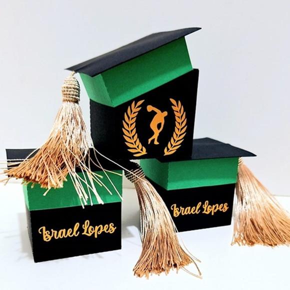 30 Mini Capelo Formatura Personalizado 1 Nome +1 Símbolo