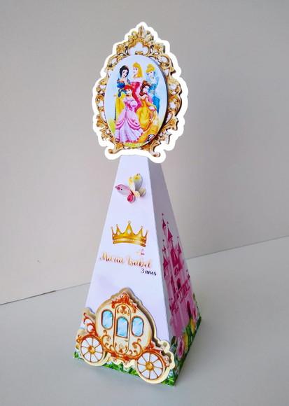 Caixa Pirâmide Princesas Disney Lembrancinha Luxo Festa