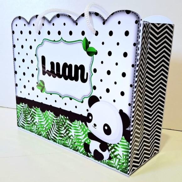 Kit Sacolinhas Personalizadas Ursinho Panda Verde