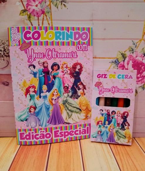 Revistinhas Colorir Princesas Giz Cera Personalizado 20x15