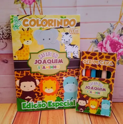 10 Revistinha Colorir Safari Baby Giz Personalizado 20x15