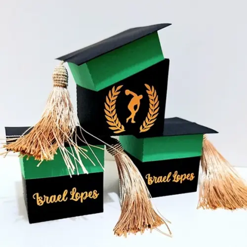 30 Mini Capelo Formatura Personalizado 1 Nome +1 Símbolo