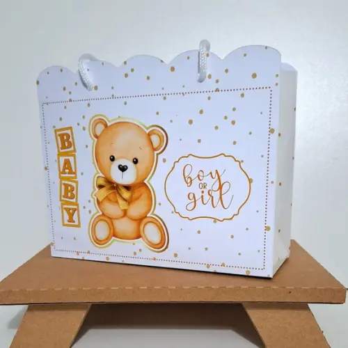 45 Sacolinha Personalizada Chá Revelação Ursinho Neutro