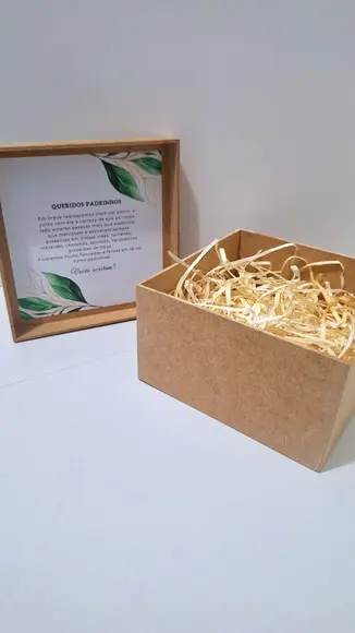 Caixa Lembrança Convite Padrinhos mdf 15x15x5cm - Kit 4 Unid