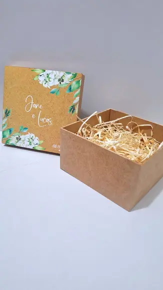 Caixa Lembrança Convite Padrinhos mdf 15x15x5cm - Kit 4 Unid