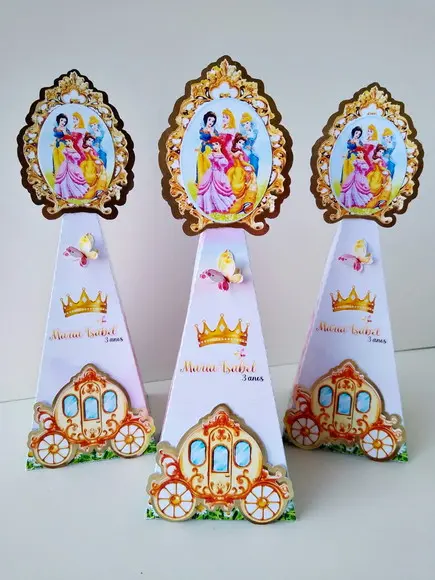 Caixa Pirâmide Princesas Disney Lembrancinha Luxo Festa