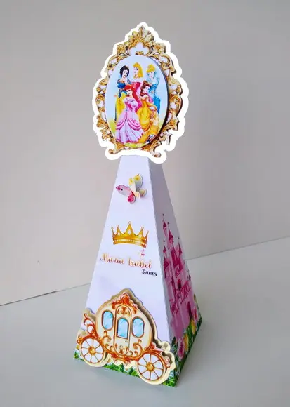 Caixa Pirâmide Princesas Disney Lembrancinha Luxo Festa