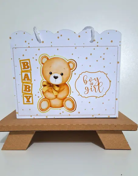 Kit Sacolinhas Personalizadas Ursinho Neutro Chá de Bebê