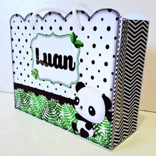 Kit Sacolinhas Personalizadas Ursinho Panda Verde