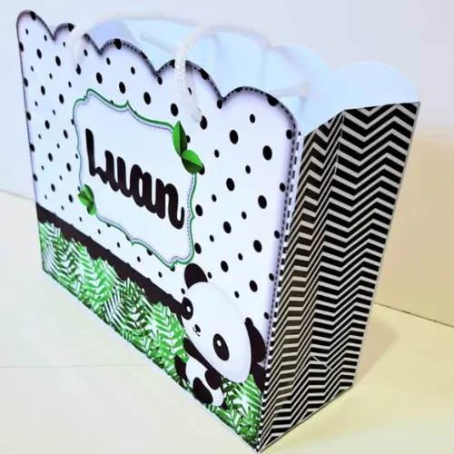 Kit Sacolinhas Personalizadas Ursinho Panda Verde