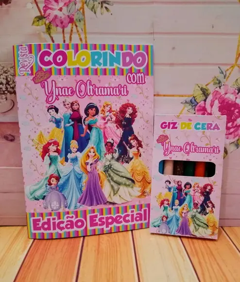 Revistinhas Colorir Princesas Giz Cera Personalizado 20x15