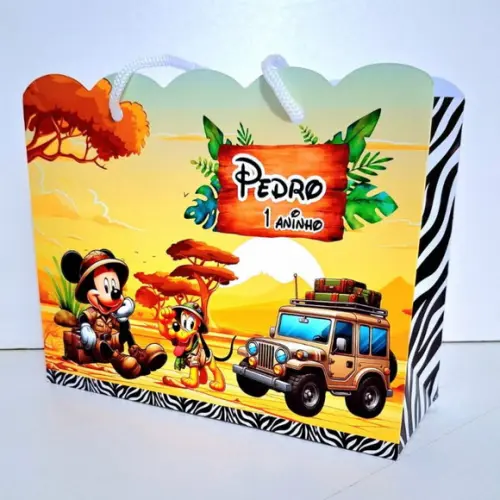 Sacolinha Mikey Safari Personalizada / 19x15x7cm Lembrança