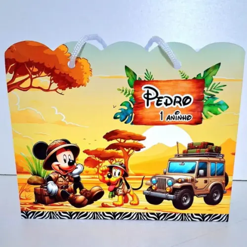 Sacolinha Mikey Safari Personalizada / 19x15x7cm Lembrança